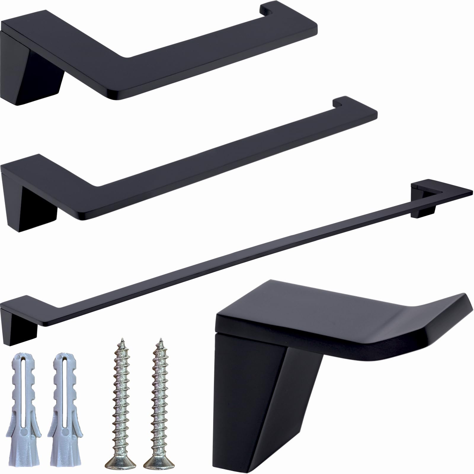 Ensemble porte-serviettes noir mat et quincaillerie murale 4 pièces