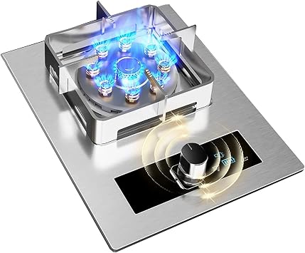 5.2KW Gas Stove, Single Burner Gas Hob Table Top Cooker, 304 Stainless Steel Built-in Gas Stove, Nine-cavity High-fire Timer, with Flameout Protection, Versatile Cooking OptioLPG