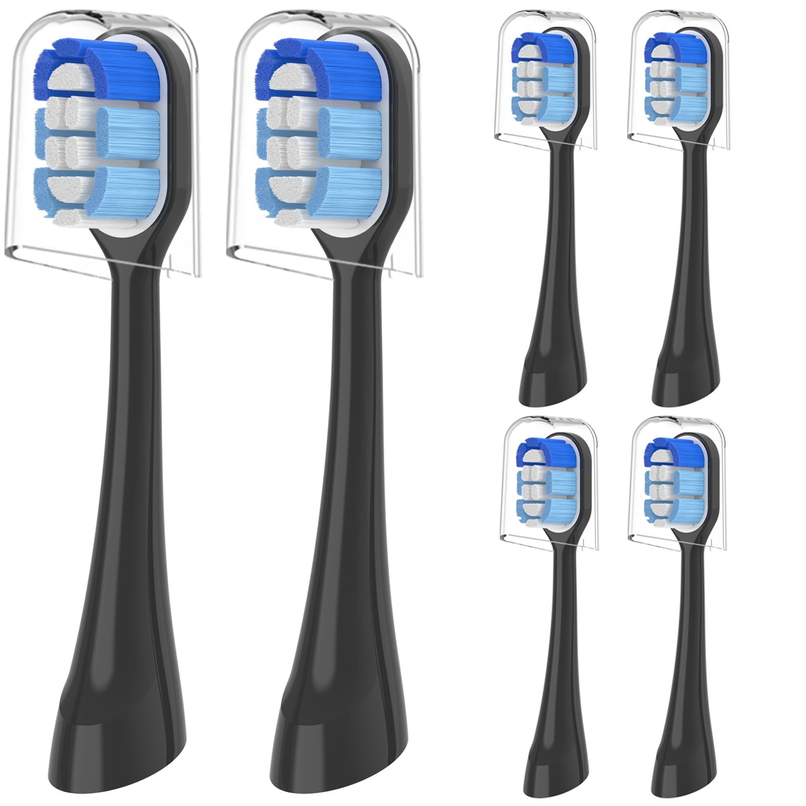 YMPBO Replacement Heads Compatible with Oral-B Clic Toothbrush, 6 Pack Brush Head Refill, Black