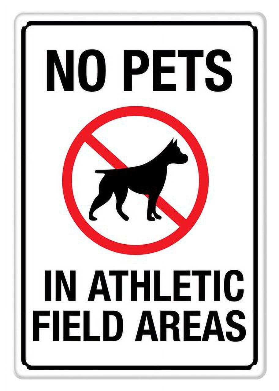No Pets In Athletic Field Areas Aluminum Tin Sign 12"x8" For Sports Facility Staff, Homeowners - Home Kitchen Wall Decor