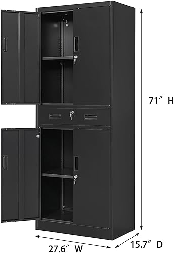 Miniatura 38 de CMY Armario de almacenamiento de metal con dos cajones, gabinetes de acero de 36 pulgadas de alto con estante ajustable, armario de almacenamiento