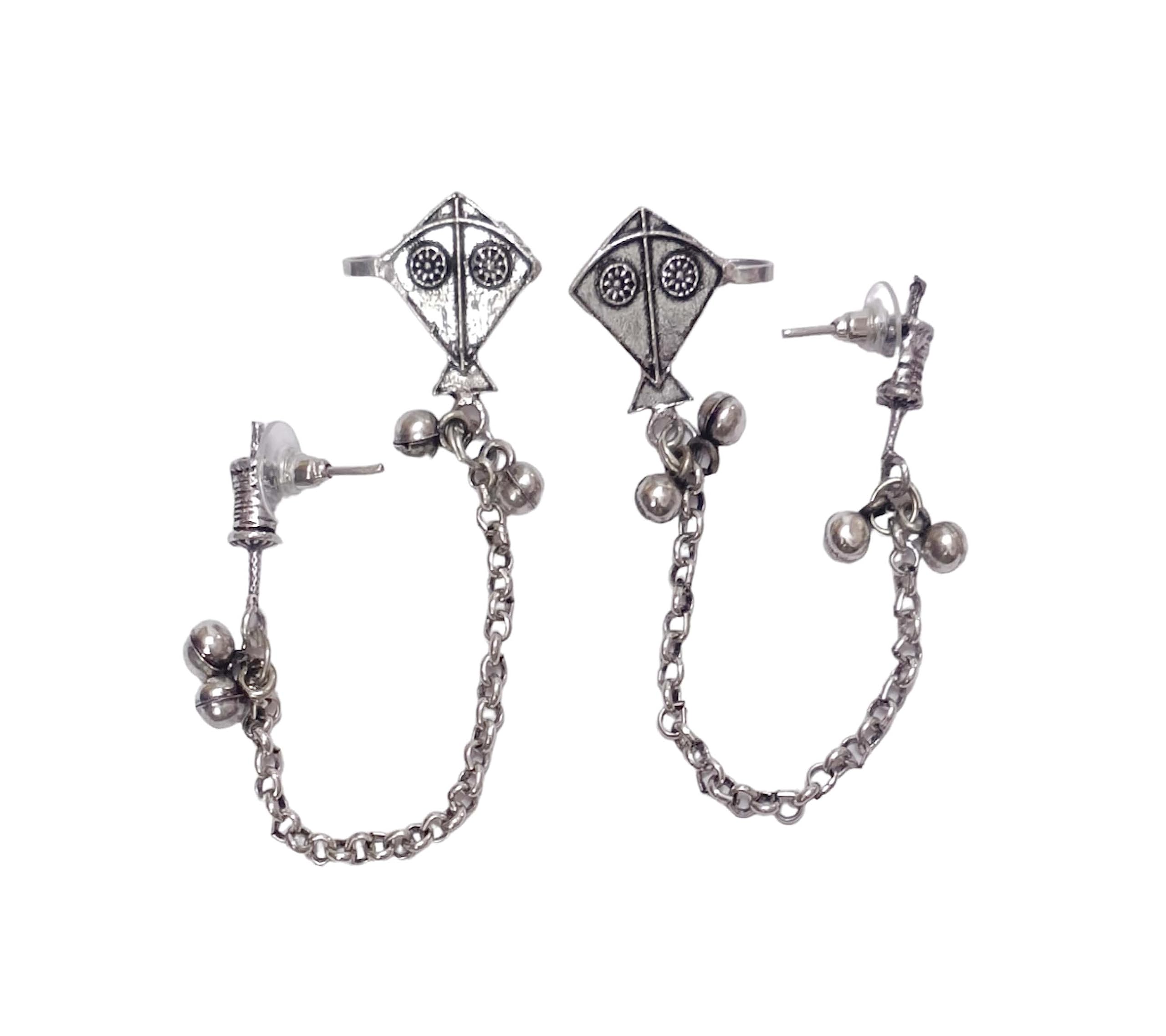 Total Fashion Boho Style Oxidised Silver Kite & Charki Earcuffs Earrings for Women & Girls (B0C9Y3FVFN) Amazon Price History, Amazon Price Tracker