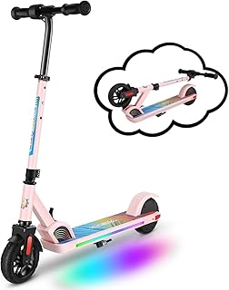 Caroma Kinder E Scooter von 8-12 Jahren,150W Elektroroller Kinder mit Bunte Leuchten,bis zu 16 km/h & 8 km, LED-Anzeige,Einstellbare Geschwindigkeit und Höhe,4 Einstellbare Höhe Elektrorscooter