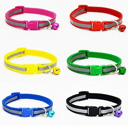 PSK PET MART Adjustable Reflective Collar Safety Buckle with Bells for Pet Puppy, Cat, Dog, Kitten, Black