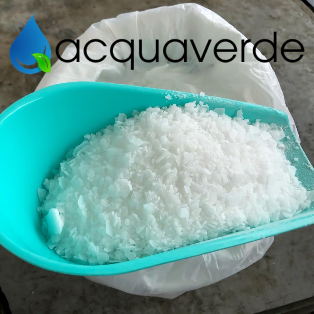acquaverde | Soda Caustica a Scaglie 12 Kg, Ideale per Sturare gli Scarichi, Sverniciare, Disincrostante, Uso Domestico ed Industriale - MADE IN ITALY
