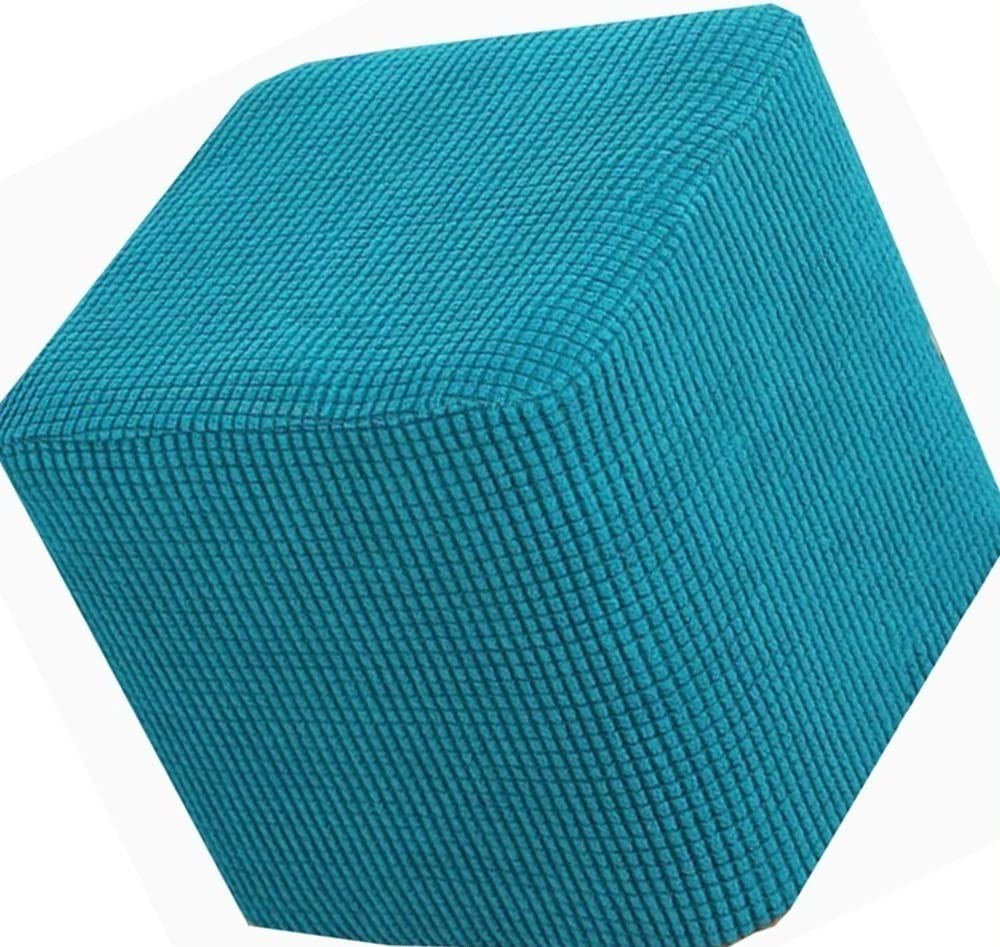 Stretch Ottoman Cover， Round/Square Foot Stool Covers， Jacquard Ottoman Slipcover ，Sofa Foot Pouffe Protector Non Slip With Elastic Bottom Washable Red/Grey/Brown/Beige ( Color : A12 , Size : 60x60cm