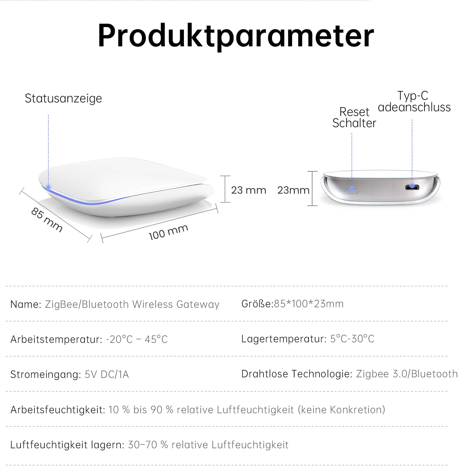MIUCDA Tuya Zigbee Gateway Hub, Bluetooth und Tuya ZigBee Hub für Hausautomation Smart Gateway Bridge Kompatibel mit Alexa, Google Home