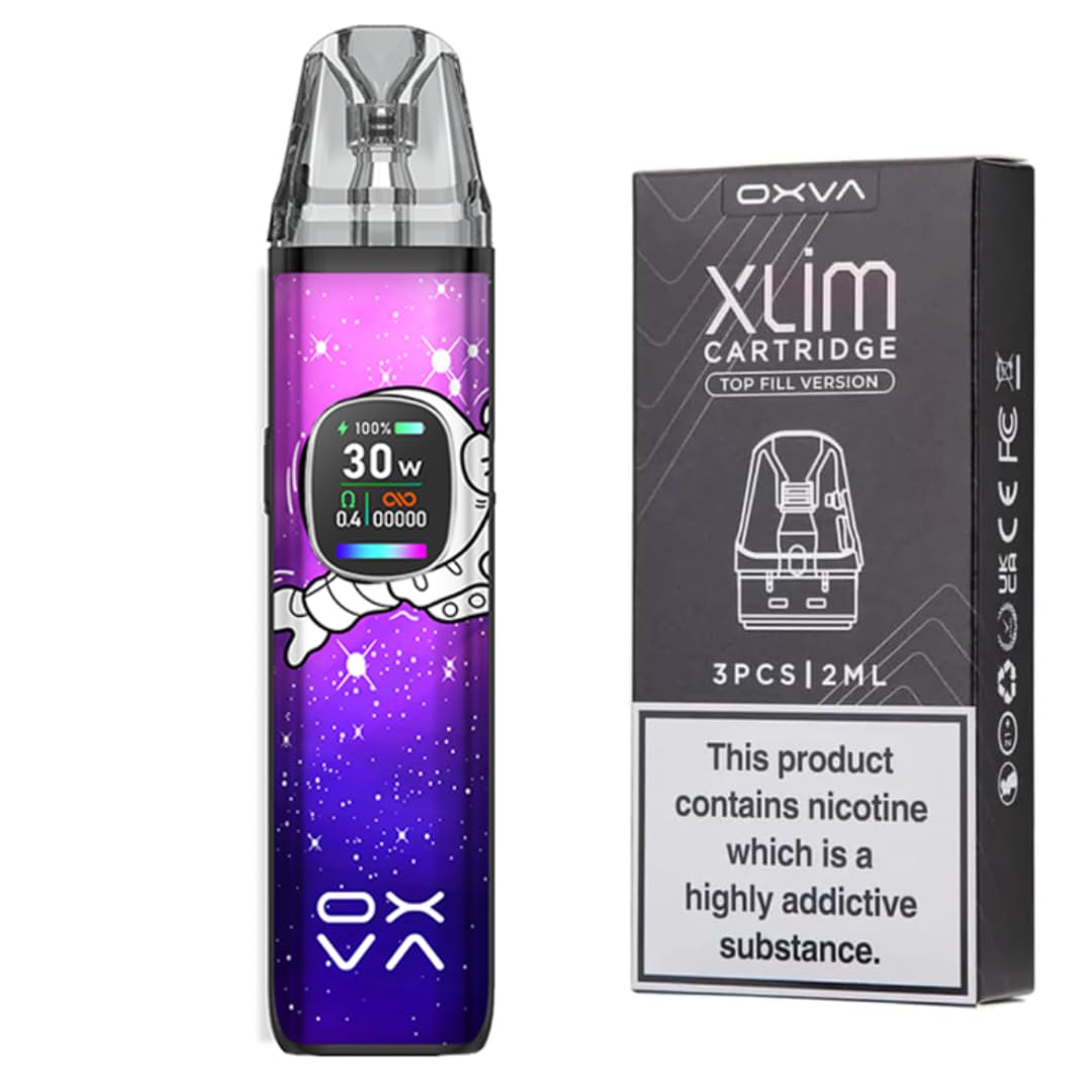 Oxva Xlim Pro 2 Pod Kit (Cosmos + 3 Pack Xlim Pods 0.6) - 24 Colours To Choose From ! Vape Kit, E-cigarette Upgraded Display 0.56-inch Ultra Hd, 1300mah Battery, 2ml Cartridge - No Nicotine