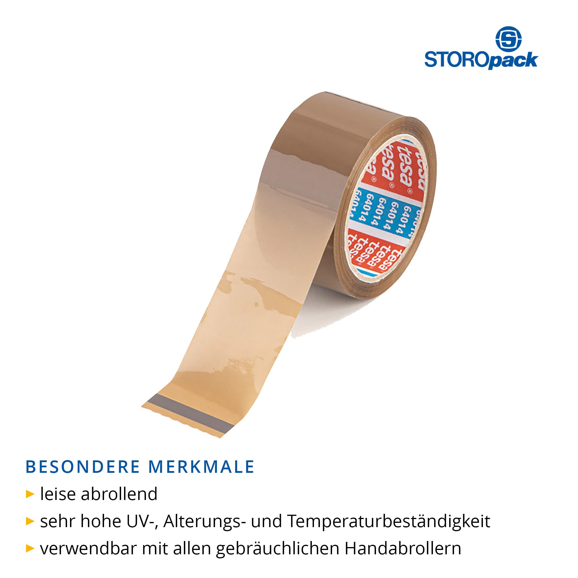 72 Rollen Tesa 64014 PP Klebeband braun 50mm breit 66 lfm leise abrollend