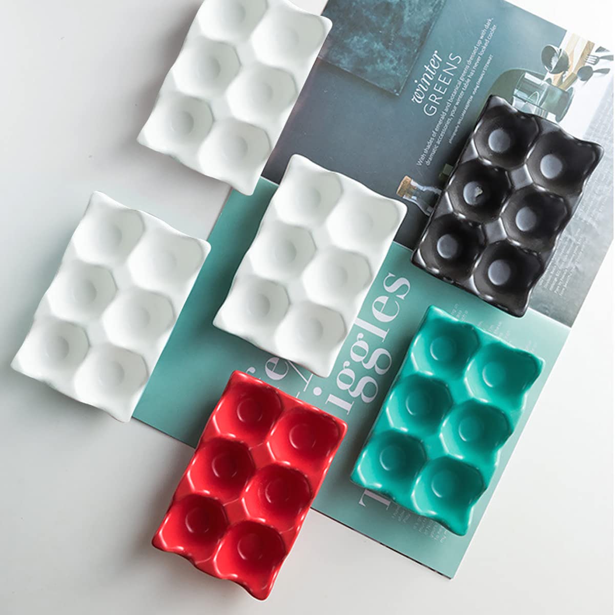 Portauova Ceramica 6 Posti - 2 Pezzi Antiscivolo, Per Frigorifero O Tavolo - Foto 2