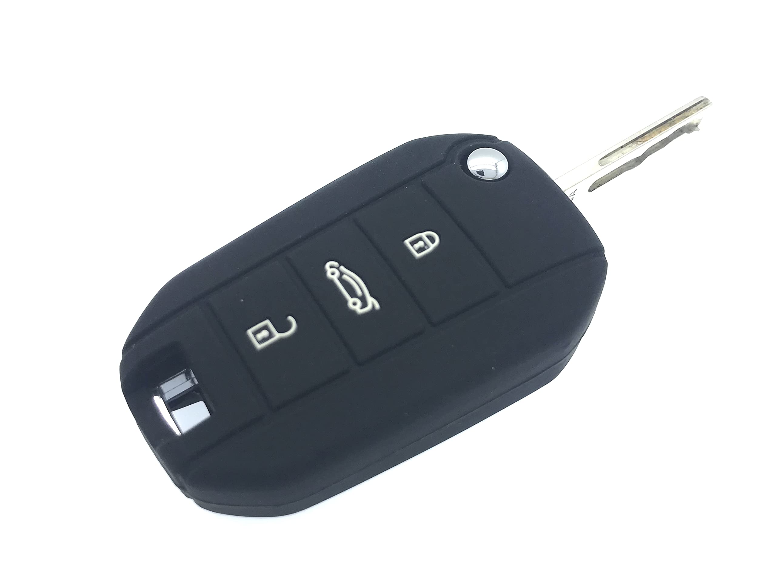 Silicone 3 Button Key Fob Protective Cover For PEUGEOT 2016-2020 208 307 406 3008 GTI (Black)