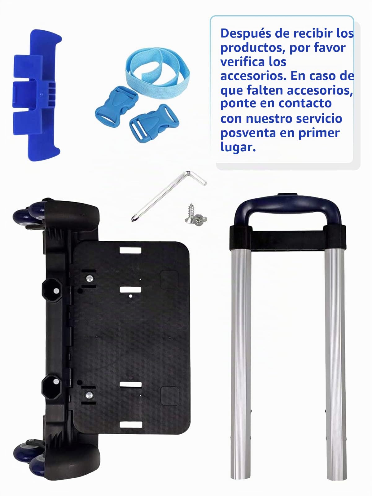 PROTAURI Carro Plegable para Mochilas Escolares - Carro de Mano con Ruedas para niños, Mochila Escolar, Equipaje de Viaje con Hebillas (6 Ruedas Azules)