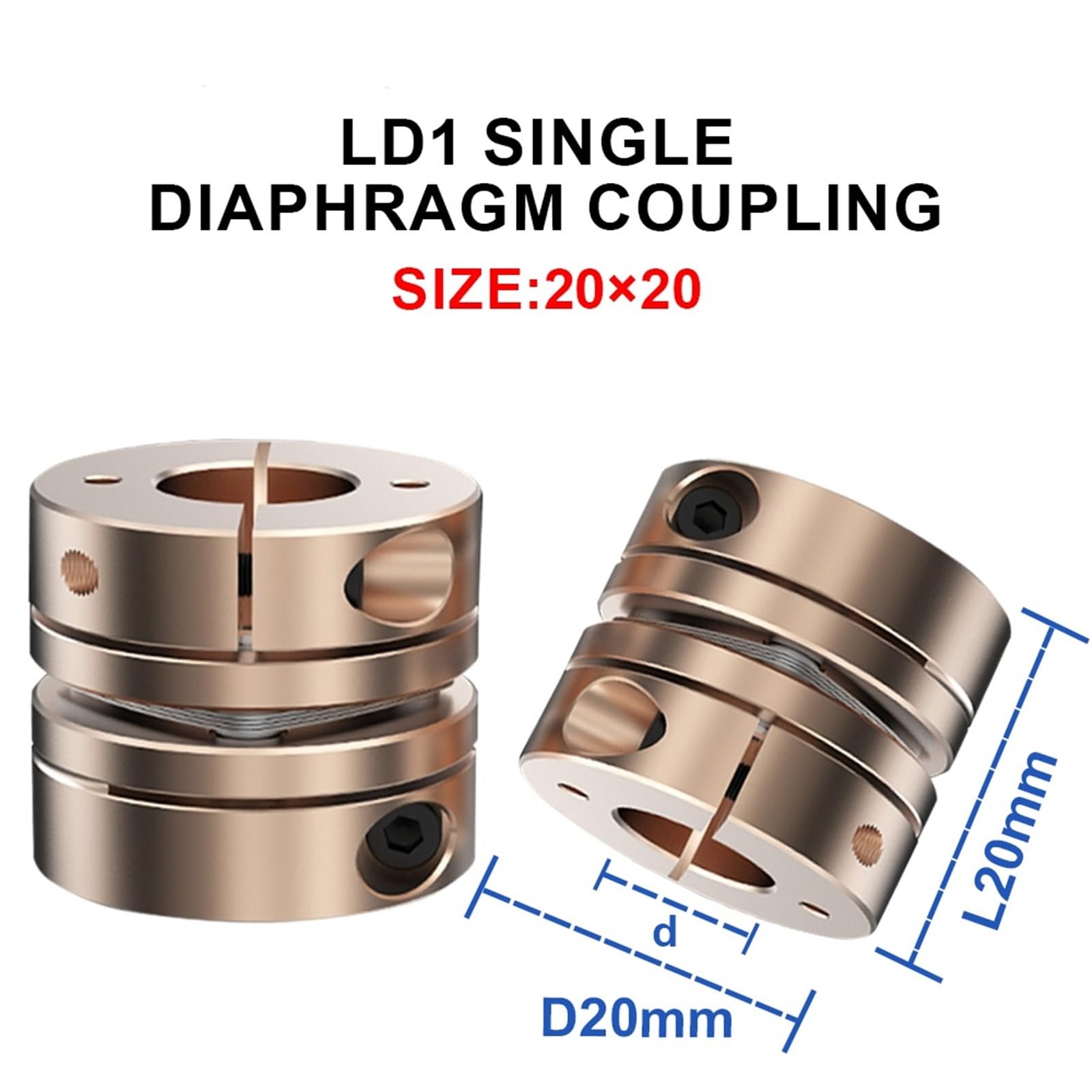 Einzelmembrankupplung D20L20-Kupplung, elastisch, for Anschluss an Kugelumlaufspindel-Servomotor (Size : 8X8)