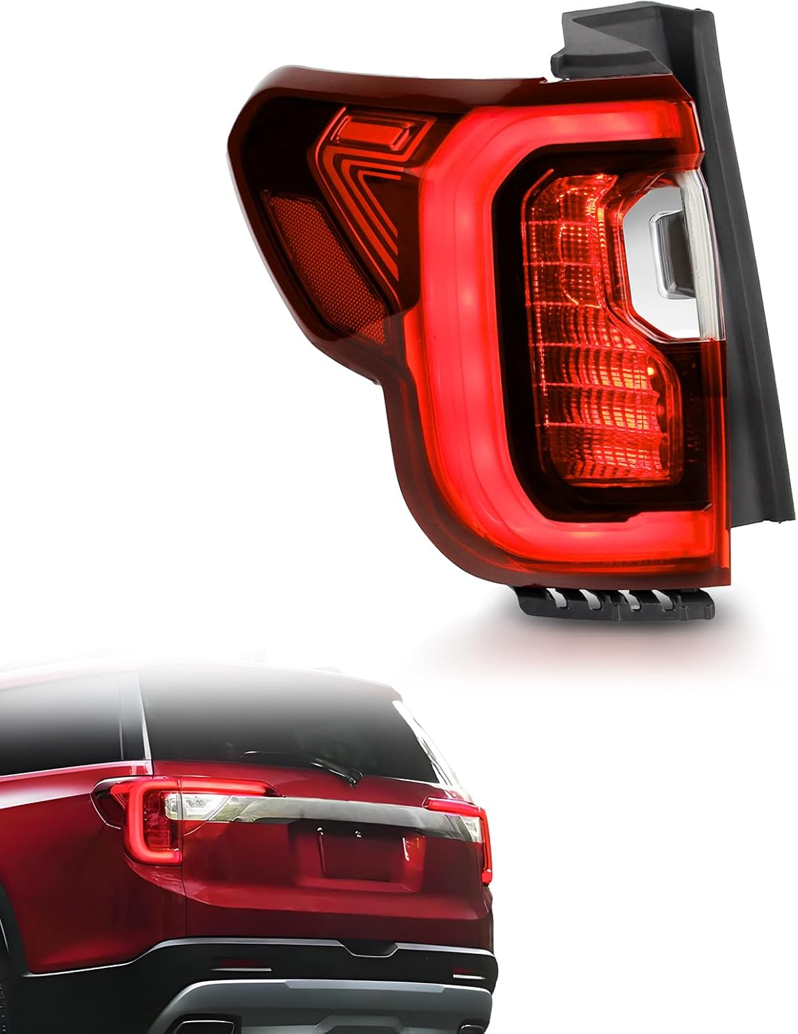 Tail Lights Assembly Compatible with GMC Acadia SL SLE SLT Denali 2020 2021 2022 2023 Chrome Bezel Rear Outer LED Taillights Left Driver Side Replacemment Replace GM2800316 84817347