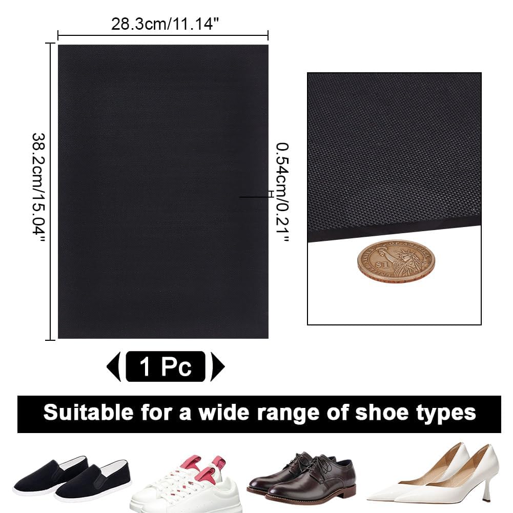 NBEADS Patines Antideslizante Zapatos, 28x38cm Plantillas Zapatos Antideslizante Hoja de Protección de Suela Accesorios de Reparación para Botas Zapatos, Negro, Grosor: 5,4mm