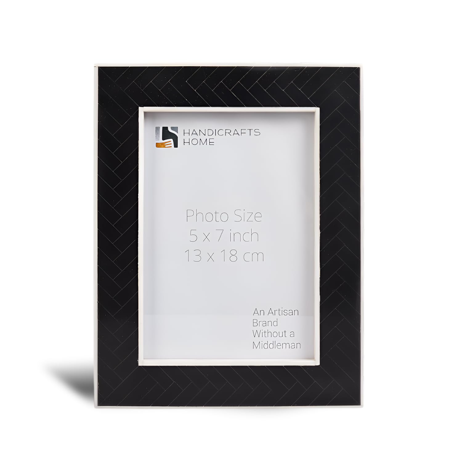 Handicrafts Home Black-056 Black 5X7 Picture Frame, Resin Inlay Decorative Photo Frame, Modern Minimalist & Farmhouse Frame For Tabletop & Wall, Bedroom, Living Room, Office & Gallery Wall Decor