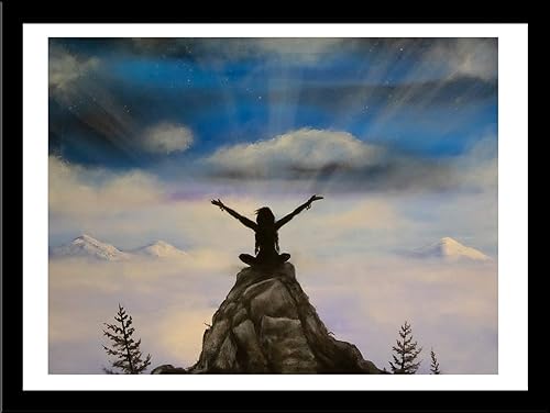 Buyartforless Framed Mountain Yoga by Ed Capeau Art Painting Reproduction