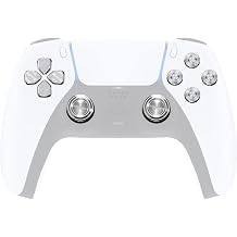 eXtremeRate Silver Metal Thumbsticks Dpad ABXY Buttons for PS5 Controller, Custom Replacement Aluminum Analog Thumbsticks & Action Buttons & Direction Keys for PS5 Controller - Controller NOT Included