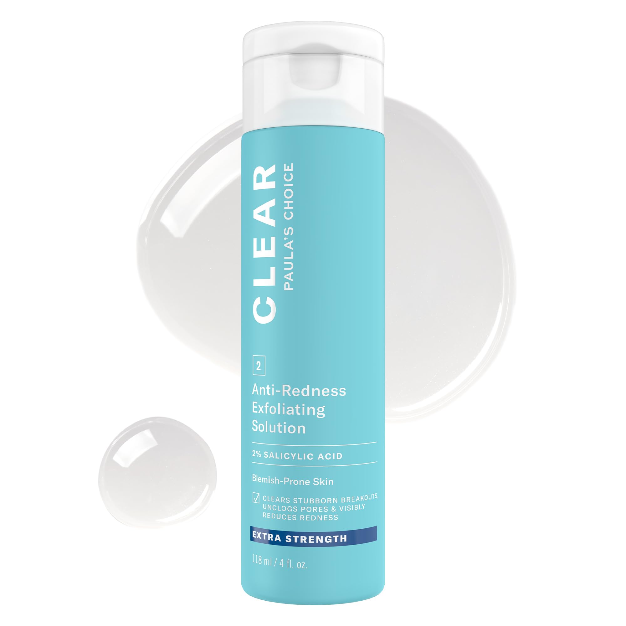 Paula'S Choice Clear Extra Strength Anti-Redness Exfoliating Solution With 2% Bha Salicylic Acid For Severe Acne - 4 Oz