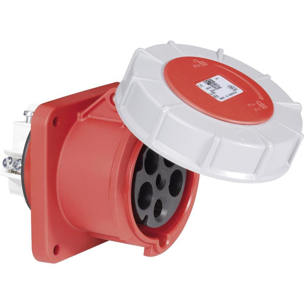 Pce White-Red 335-6 Cee Mounting Socket 63A 5P 6H Ip67-100 X 100 Mm Power Twist