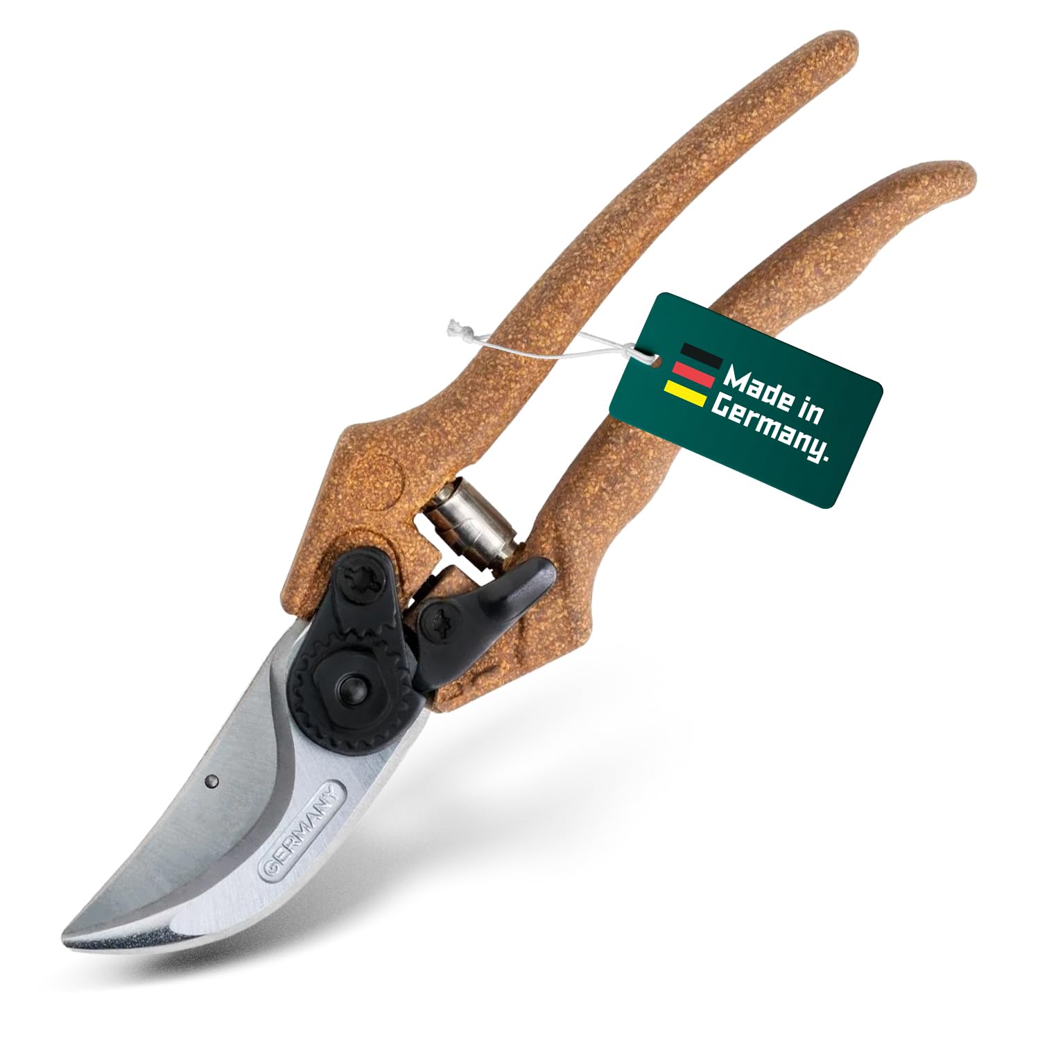BERGER Handschere Bypass Klassik C1200 | Klassische Gartenschere mit geradem Schneidkopf & Korkgriff | Robuste Profi Blumenschere aus Metall mit Einhandverschluss | KWF-zertifiziert | Made in Germany