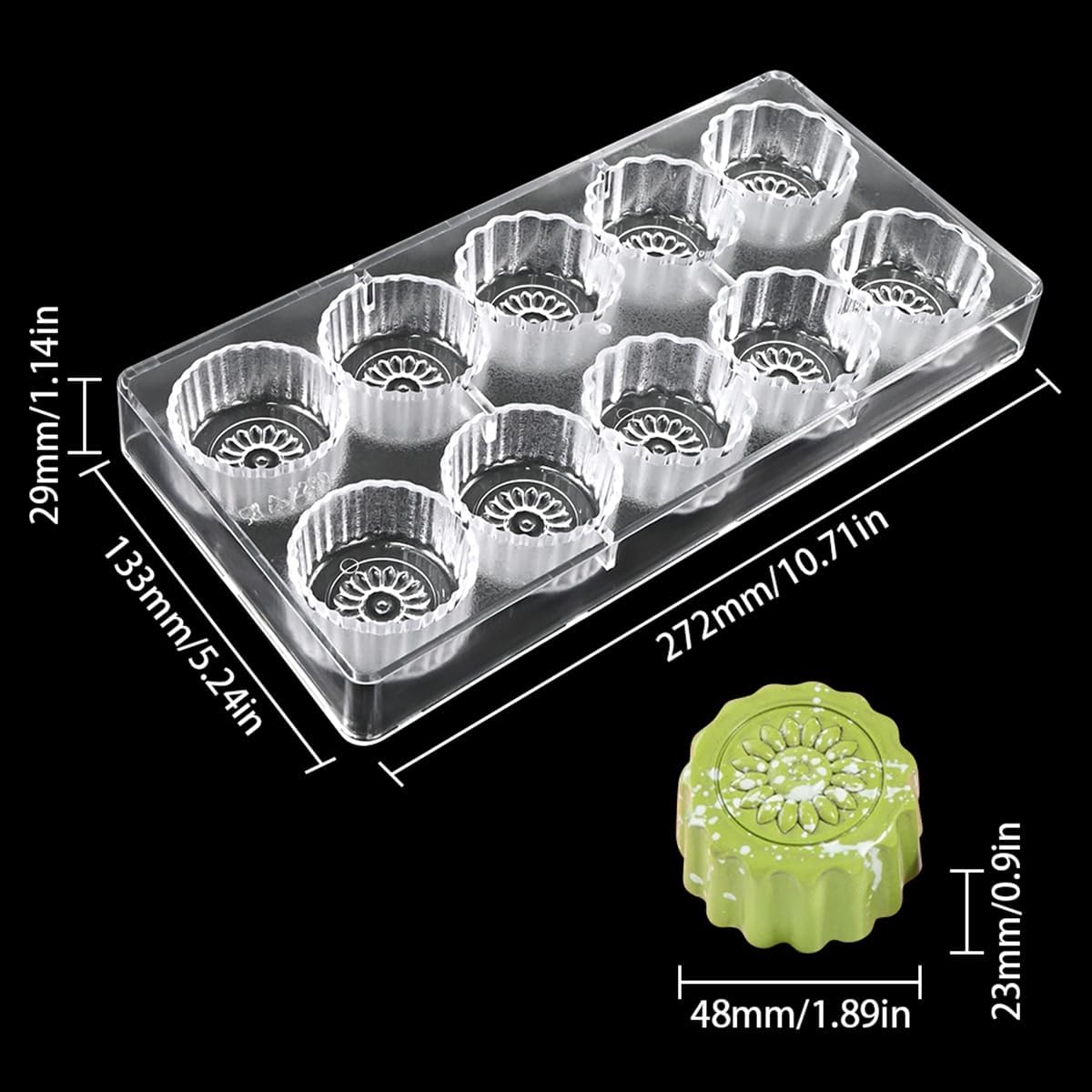 TUKE Moon Cake Polycarbonate Chocolate Mold for Candy Making Food-Grade, Reusable & Non-Stick Baking Mold for Chocolates, Candies, Ice Cubes, Soap – Easy Release & Dishwasher Safe (D_ Moon Cake) image 3