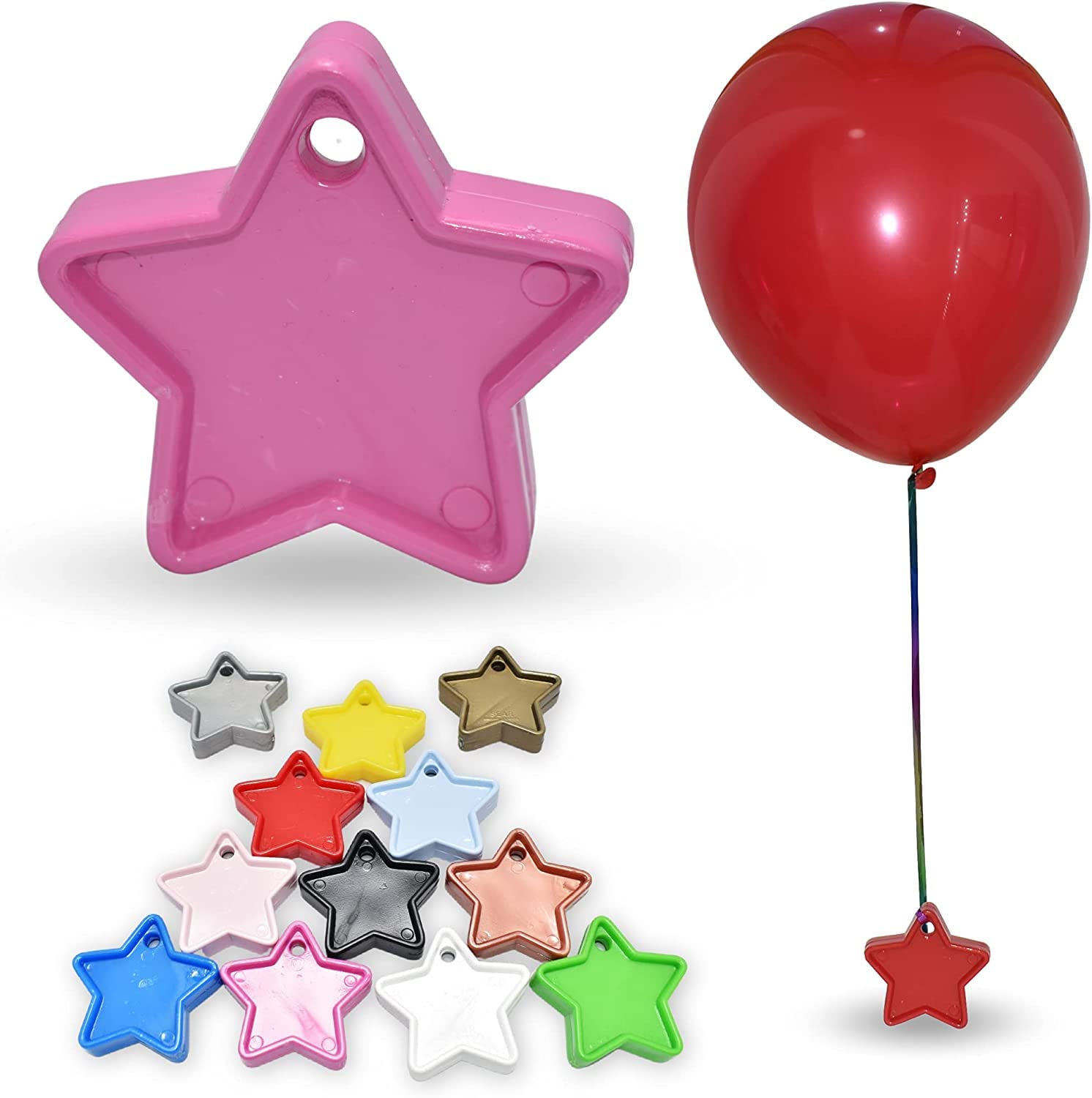 Pannu Design Heavy Duty Star Shape Weights For Helium Balloons Multi Colour Weights Balloons Pack of 5, 10 & 25 For Birthday Party Decoration, Baby Shower Balloon (Pink, Pack of 10)