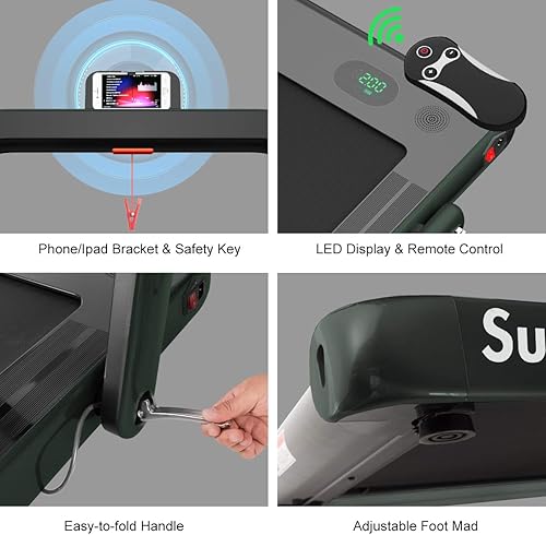 Miniatura 5 de GYMAX - Caminadora plegable 2 en 1, caminadora eléctrica para colocar debajo del escritorio de 2.25 HP, máquina de correr portátil, caminadora plana