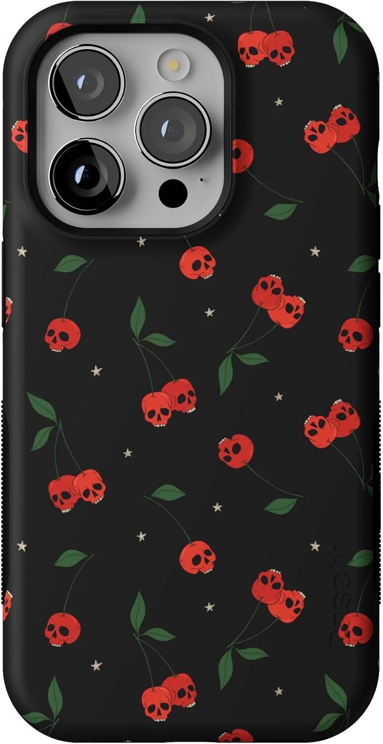 Casely iPhone 14 Pro Case | Sweet Revenge | Cherry Skulls | Bold Protective Design | Compatible with MagSafe
