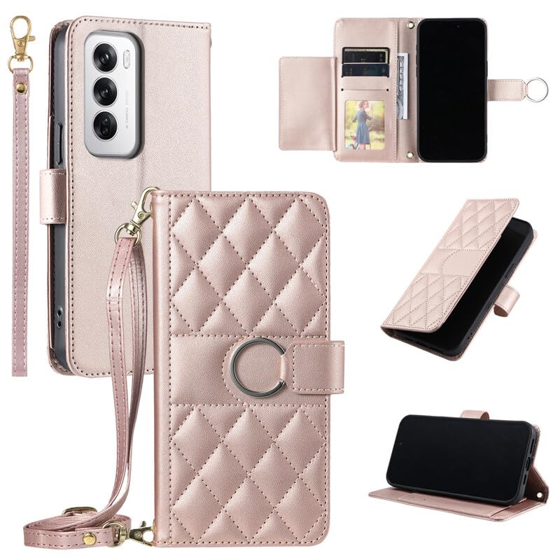 Housse Oppo A57E 4G or rose élégante pour sécuriser vos cartes au quotidien