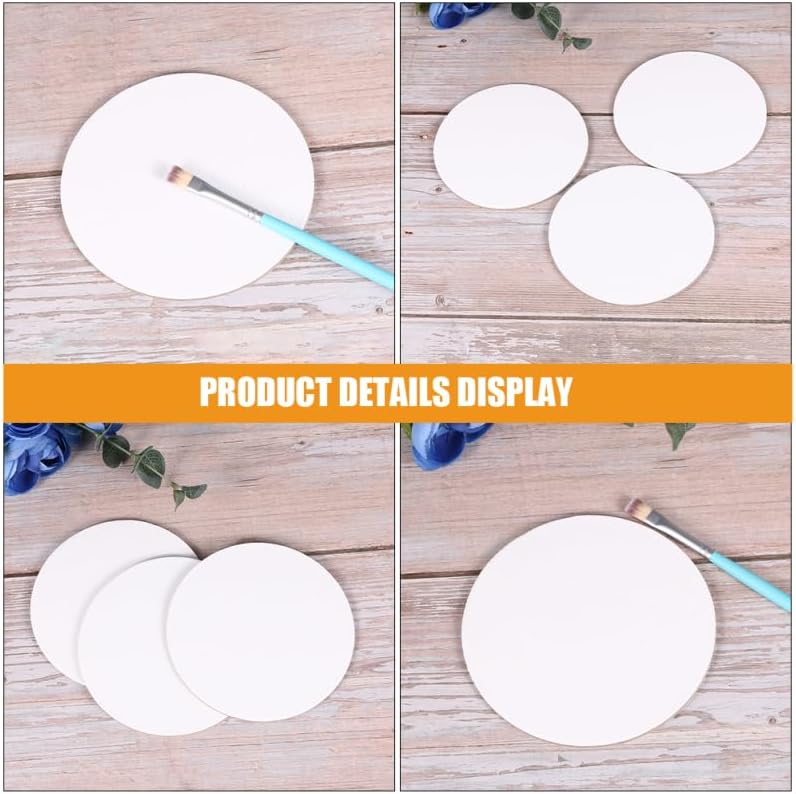 Toddmomy 8pcs Round Canvas Boards for Painting 4 Inch Blank Art Panels for Oil Acrylic Watercolor Crafts for Kids and Adults DIY Drawing Projects