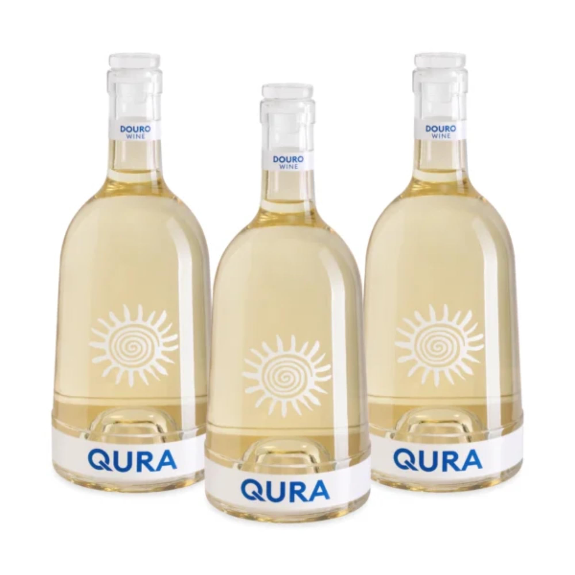 QURA - Vino blanco DOC Douro | Pack 3 botellas 75 cl | Cosecha 2024 | 12,5% vol | Amarillo citrino | Gouveio Viosinho Rabigato | Textura sedosa y acidez equilibrada | Pack de vino para regalar