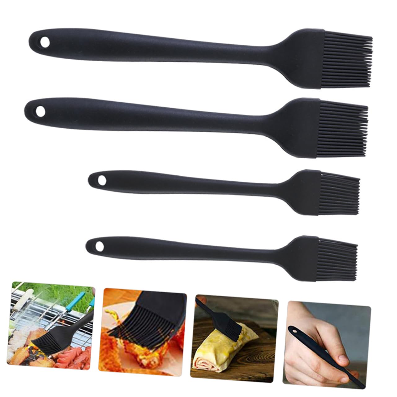 Cabilock 4pcs Silicone Basting Brush Heat Resistant Kitchen Tool for Baking Bbq and Cooking for Oil Egg Wash and Soy Sauce Application and Easy to Clean