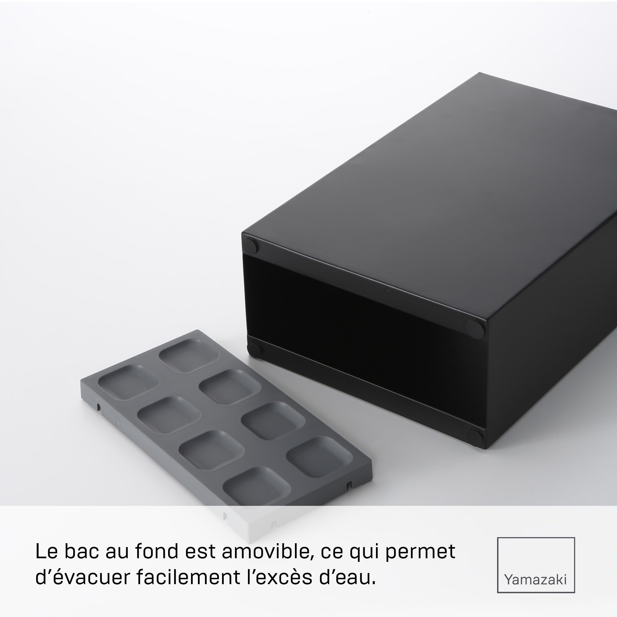 YAMAZAKI Smart Porte-parapluies Grand, en Acier - rectangulaire, capacité jusqu'à 8 parapluies, Compact, idéal pour l’entrée et Le Couloir - 12 x 23,5 x 36 cm, Design Japonais, Noir