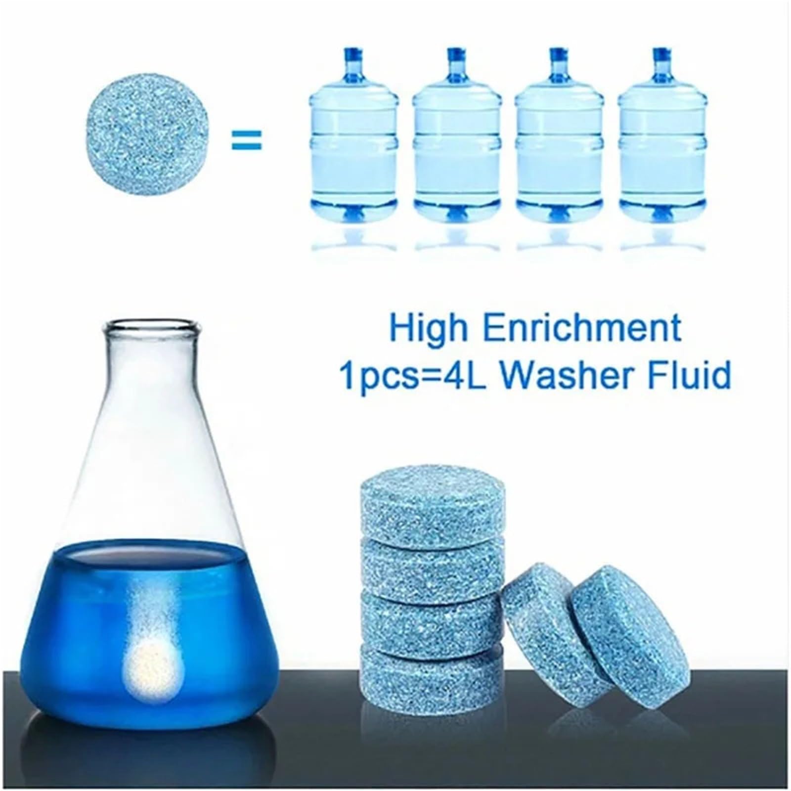 Pulizia cristalli Set solido concentrato per detergente per parabrezza per auto, compressa effervescente, liquido lavavetri universale per vetri Impianto Lavavetro Parabrezza(300PCS)