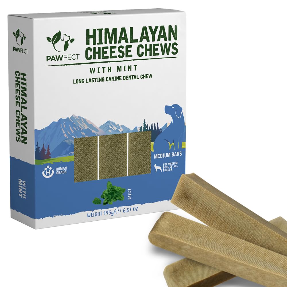 Himalayan Cheese Dog Chews Long Lasting - Mint Yak Cheese Dental Chews for Dogs | Promotes Fresh Breath & Promotes Healthy Teeth | Healthy Veg Dog Treats for Medium Dogs (195g, Pack of 3) Pawfect (B09LLYDNJF) Amazon Price History, Amazon Price Tracker