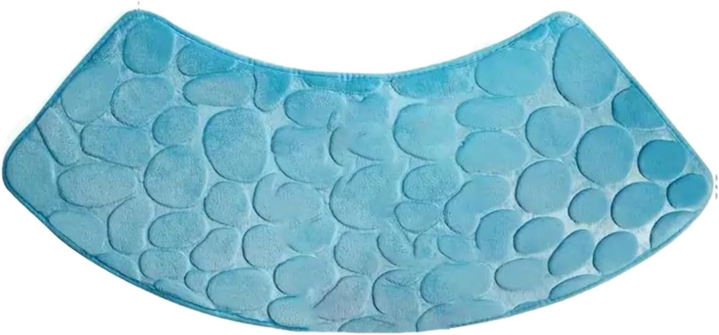 Daaxing Curved Shower Mat,Soft and Absorbent Sector Slip-Resistant Bottom Bath Mat,30x60x100CM Washable Sector Bath Mat for Bathroom Floor (Blue)