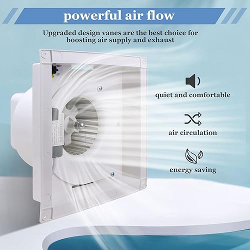 Miniatura 3 de Extractor de baño silencioso de 9.8 pulgadas con ventilador de baño ligero con luz Combo 1.0 Sone 110CFM, ideal para baño, ducha, inodoro