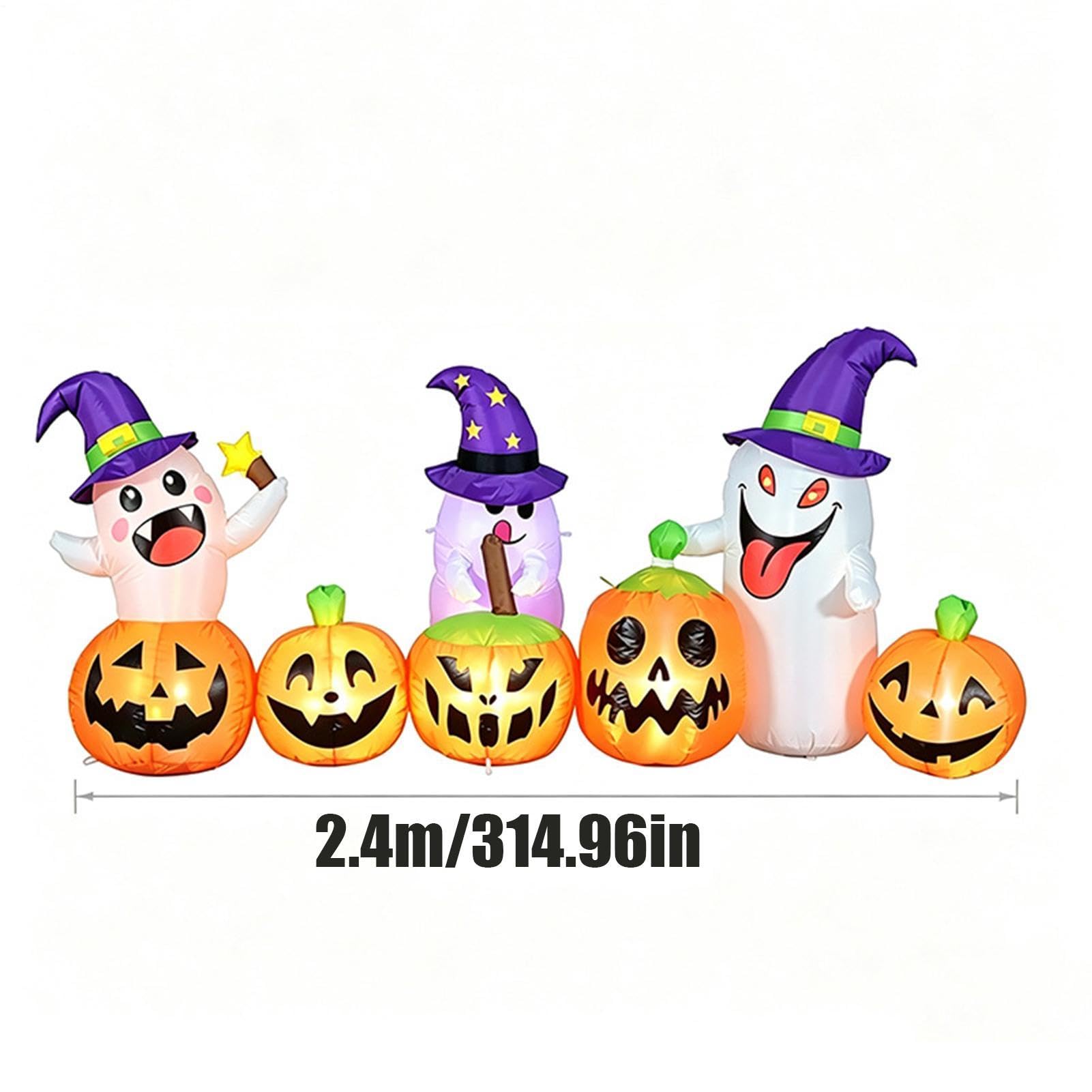 Figura hinchable de Halloween de 2,4 m con decoración de calabaza