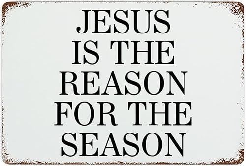 Cartel de lata de metal con cita familiar carteles de decoración de metal Jesús es la razón de la temporada Escrituras de grano de madera letreros