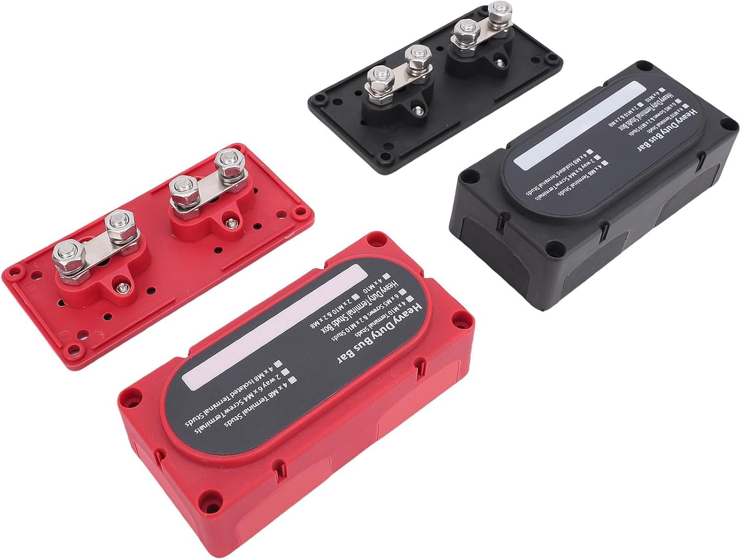 WALFRONT 300A Bus Bar with 4 Positions, Pure Copper Power Distribution Block, M10 Studs, Ideal for Car RV Boat