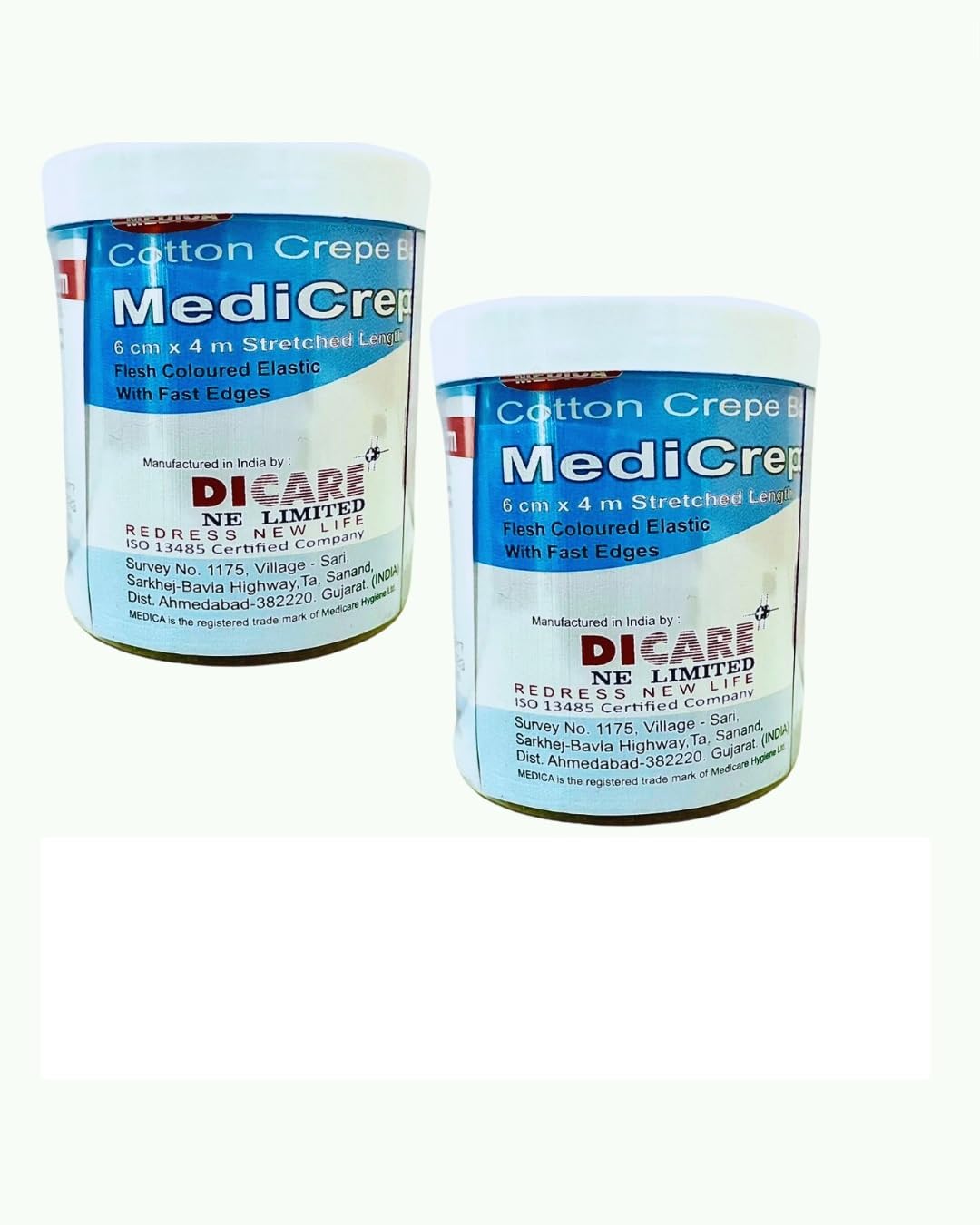 Medicare Medicrepe Cotton Bandage Pack of 2 Size 6cmx4m for Dressing.