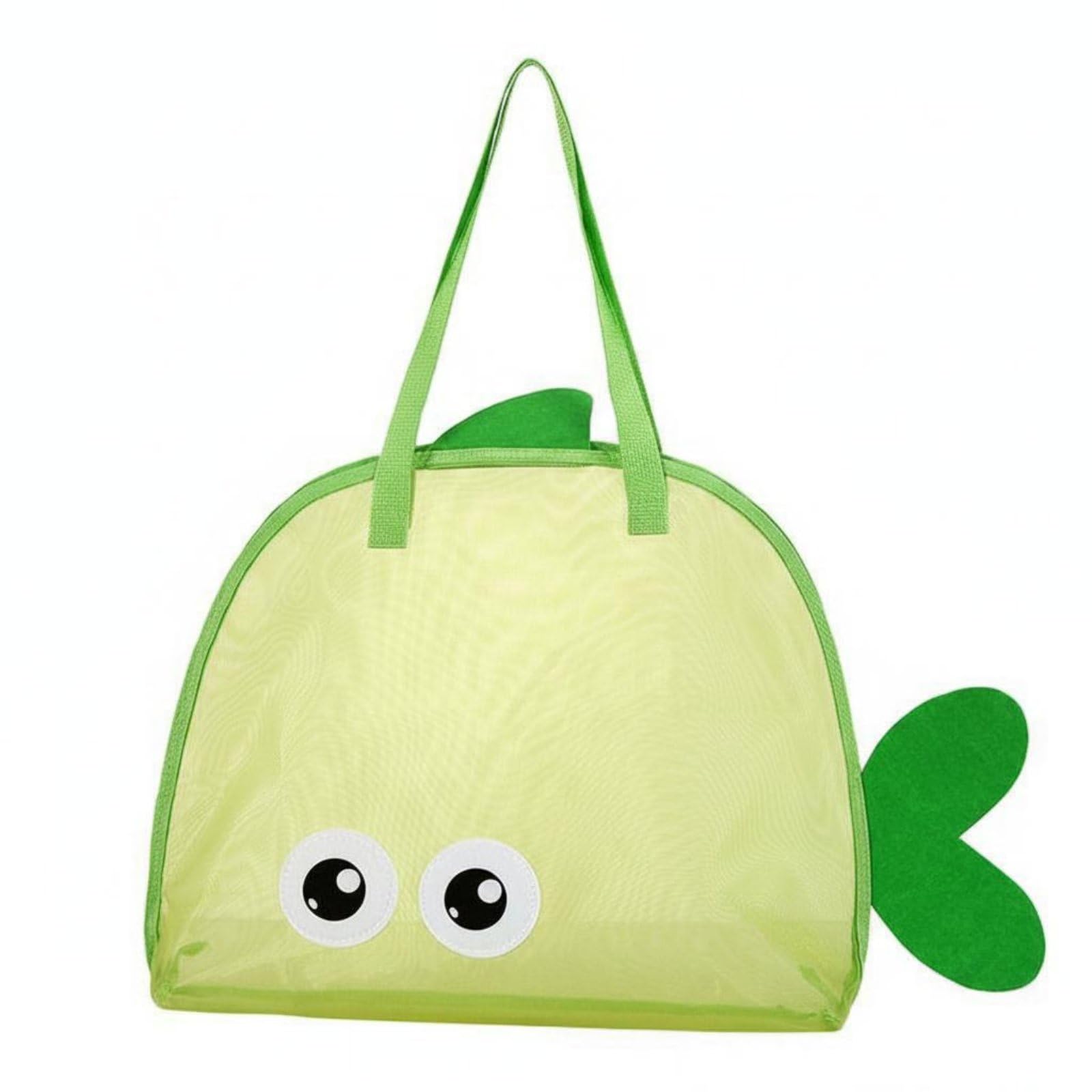 translucent aquaticshaped beach bag tail-fin decoration cartoon fish carry bag contrast trim children's outdoor gear lightweight for children, yellow green|storage bags