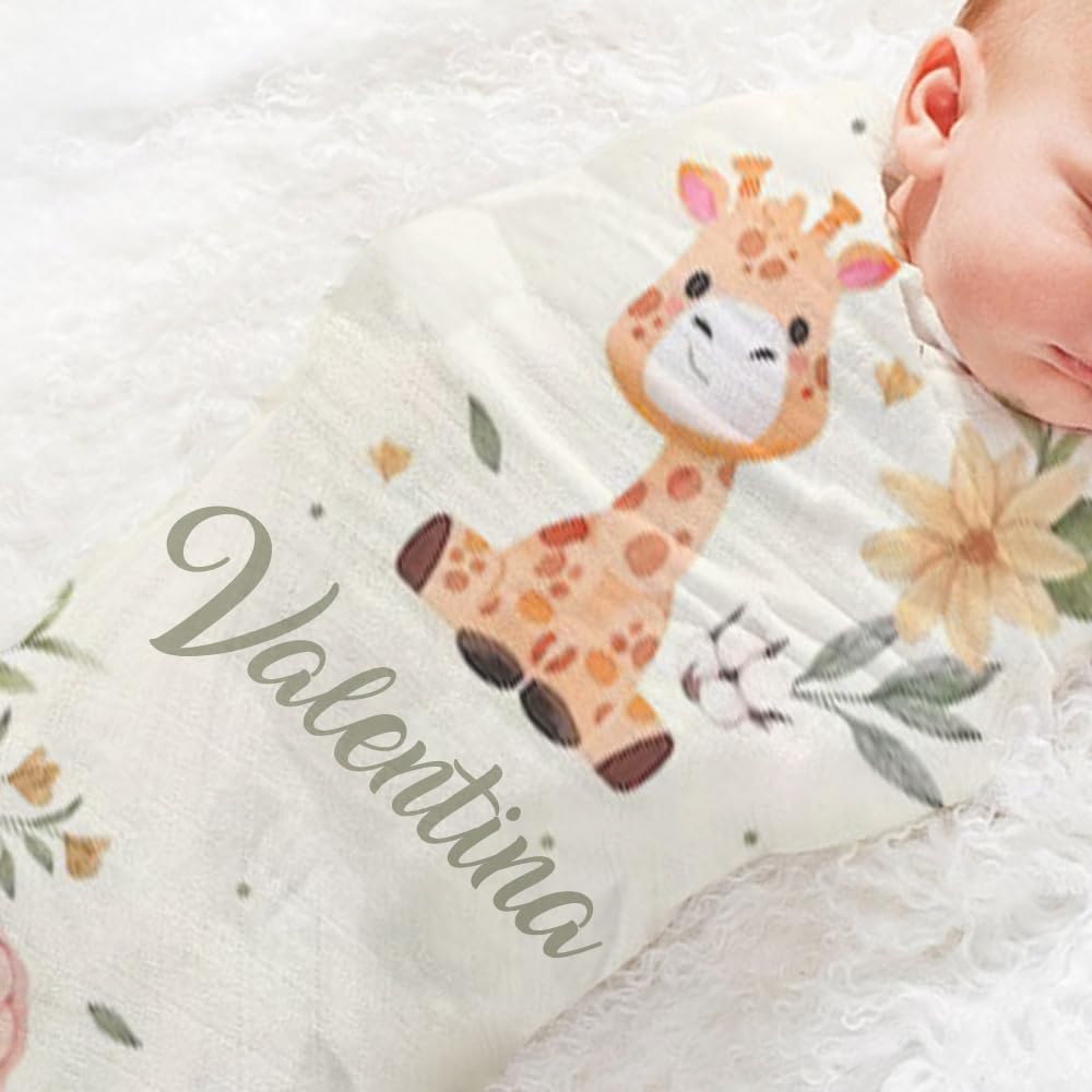 Set 3 Mussole Personalizzate Con Nome - Cotone Bambù 70x70cm, Super Morbide, Per Neonati Pelli Sensibili - Foto 11