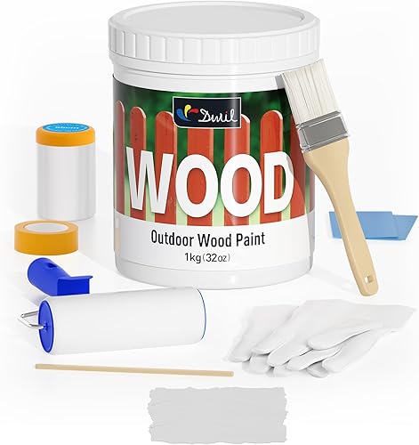 Miniatura 10 de Pintura exterior para madera, secado rápido y sin lijar, pintura exterior con acabado mate para madera, fácil aplicación, pintura a base de agua,