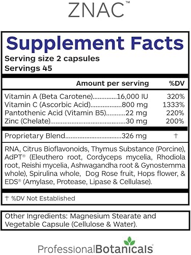 Miniatura 2 de Suplemento de apoyo inmunológico de zinc con vitamina C, beta caroteno y cítricos Bioflavanoides Antioxidante Apoyo Inmune - 90 Cápsulas Vegetarianas