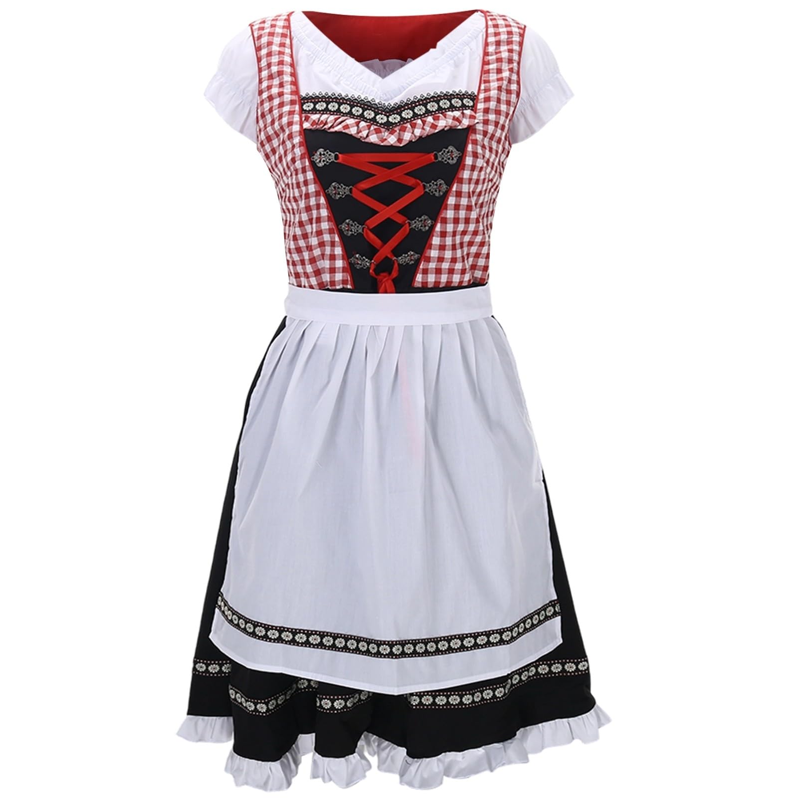 SKFLABOOF Dirndl Damen Midi Große Größen Dirndlkleid Drindl Lang Oktoberfest Outfit Dirndel Dirndl-Komplettsets Lange Trachtenrock Dirdl Modern Grosse Grössen Komplettset Trachtenkleid