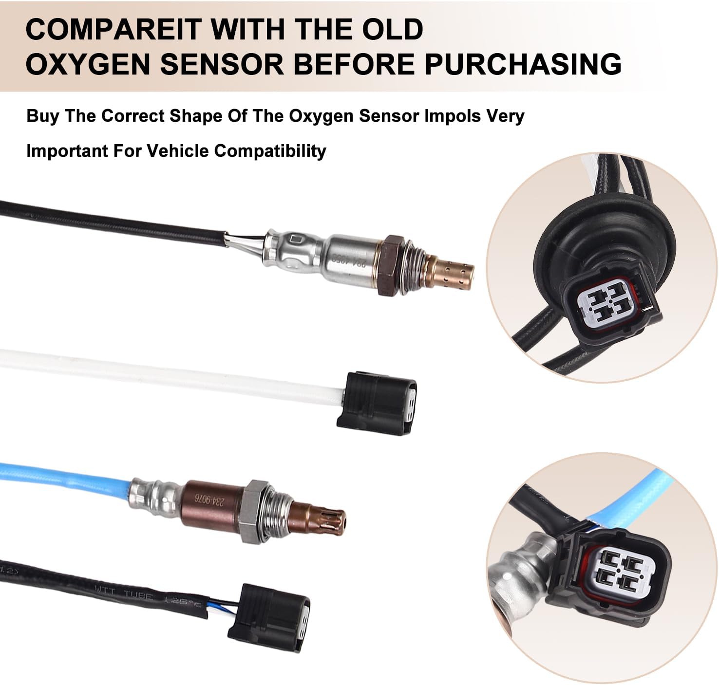 Oxygen O2 Sensor Upstream and Downstream Fits for Honda Civic Si 2006-2011, Civic Mugen Si 2008, for Acura CSX 2006-2011 2.0L, Replace 234-9076, 36531-RRA-013, 234-4358, 36532-RME-A01 2Pcs