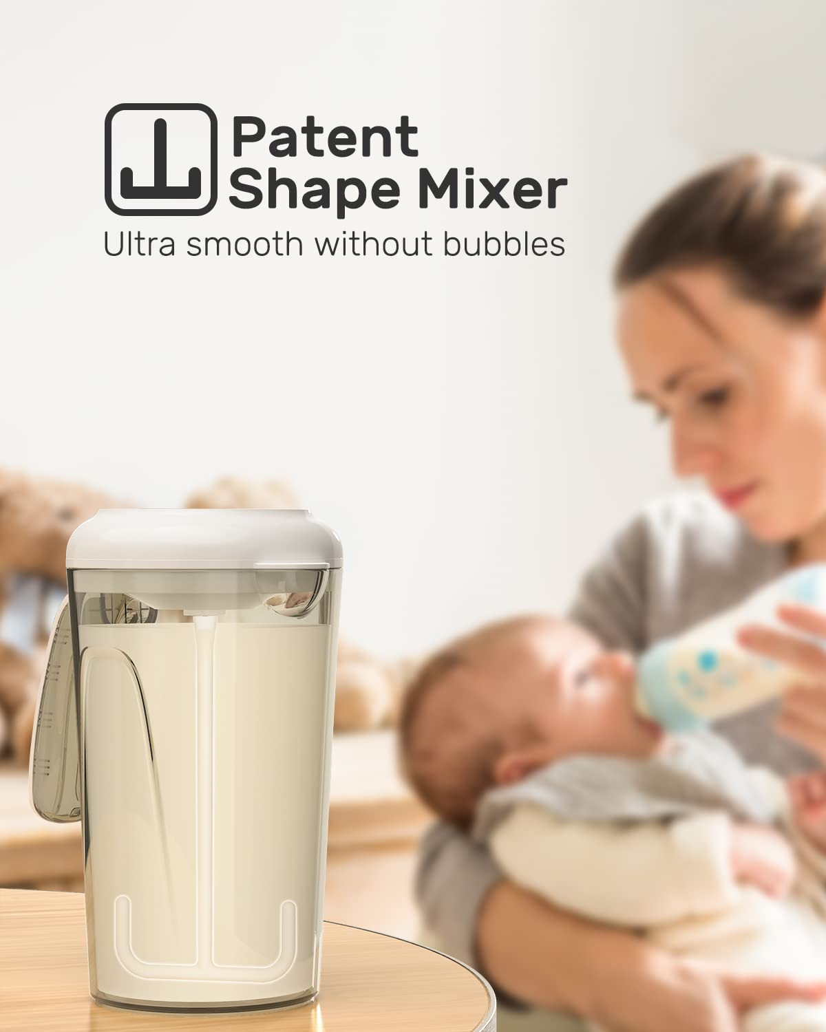 Grownsy Baby Formula Mixer Pitcher 32OZ, Magnetic Charging Electric Formula Mixing Pitcher, Auto Mixing for Formula Powder, Breastmilk, Without Air Bubbles or Lumping, BPA Free, Easy to Clean : Baby