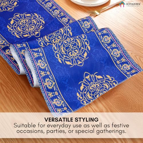 Image of HOMADORN Premium Digital Printed Table Runner - Double Layered Durable Fabric, Elegant Dining & Coffee Table Decoration, Fade-Resistant Prints, Easy Care (13X60 Inches ( 4 Seater), Royal Elegance)